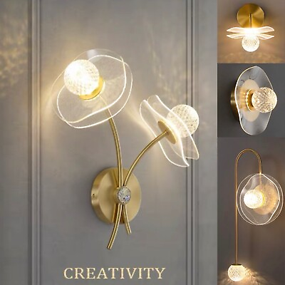 #ad Brass Gold Wall Lamp LED Sconce Indoor Wall Mount Lights Bedside Lamp $91.99