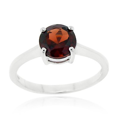 #ad 925 Silver Garnet Solitaire Round Ring Size 5 $17.99