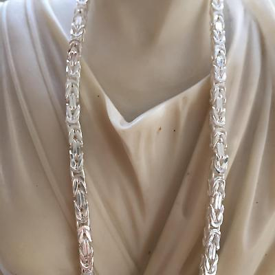 #ad 3mm Handcrafted Silver Byzantine Chain Mens Necklace 39Gr 925 Sterling 26 Inch $141.95