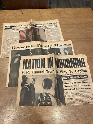 #ad Lot of 3 The Call Bulletin Green Flash April 1945 FDR Franklin Roosevelt Death $63.00