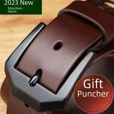 #ad Mens Leather Belt Clips Copper Automatic Buckle $24.69