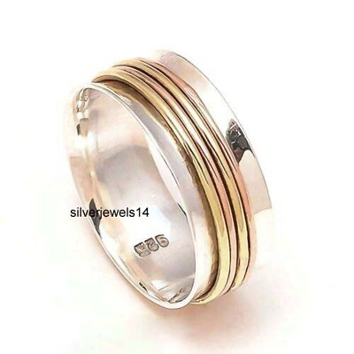 #ad Solid 925 Sterling Silver Spinner Ring Meditation Ring Handmade Jewelry gs506 $8.99
