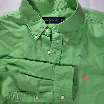 #ad Ralph Lauren Men#x27;s XL Bright Green Long Sleeve Button Shirt $21.97