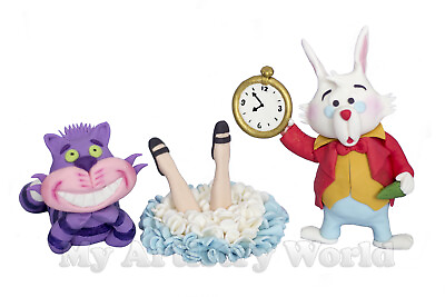 #ad A set of edible 3D fondant gum paste Alice in Wonderland cake toppers. $110.00