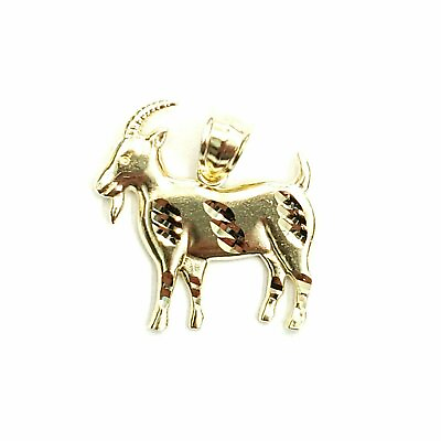 #ad New 10k yellow Gold Goat Pendant charm diamond cut animal fine gift jewelry 1.6g $95.00
