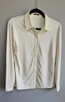 #ad J. McLaughlin Long Sleeve Button Up Stretch Light Yellow Size M Pearl Button $18.00