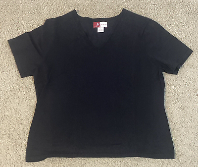 #ad JM Collection Women#x27;s Size Large Black Silk Blend T Shirt $13.55