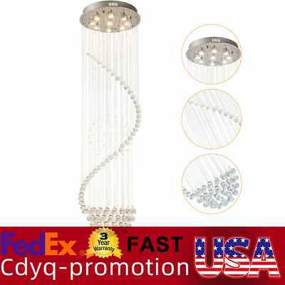 #ad Luxury K9 Crystal Chandelier 9Light Spiral Staircase Raindrop Pendant Lamp Villa $116.00
