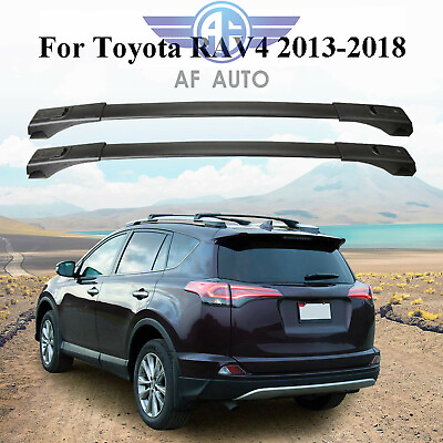 #ad Fits 2013 2018 Toyota Rav4 Black Adjustable Front Rear Roof Top Rack Cross Bar $44.99