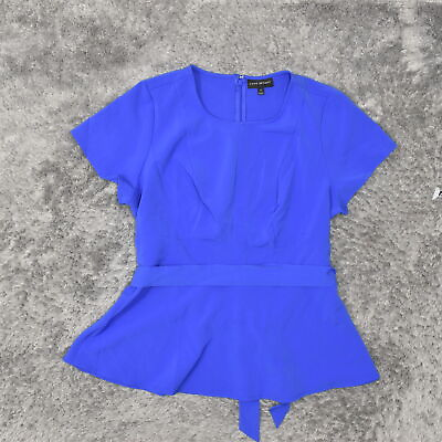 #ad Lane Bryant Women#x27;s Size 18 Basic Blue Solid Polyester Crew Neck Regular $15.30