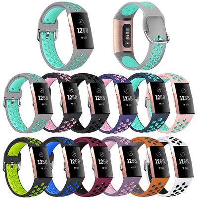 #ad For Fitbit Charge 3 4 Replacement Breathable Sports Soft Band Silicone Strap $6.99