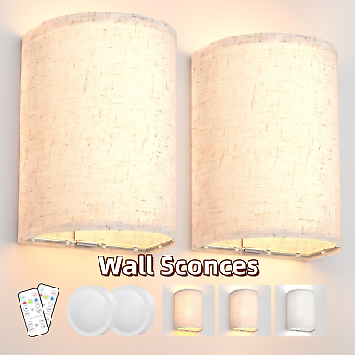 #ad Set of Two Battery Operated Wall Sconces Dimmable 3 Colors Remote Control $29.69