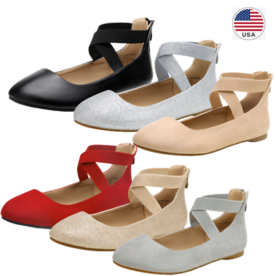#ad Women Ballet Flats Elastic Ankle Strap Round Toe Comfort Ballerina Flats Shoes $21.99