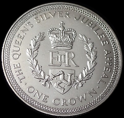 #ad Isle of Man One Crown 1977 Elizabeth II Silver Jubilee Appeal Coin WCA 8312 GBP 9.99