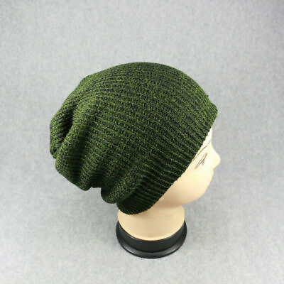 #ad Knitted Beanies Snowboard Ski Skull Hat Cap Warm Winter Slouchy Hat Unisex Green $12.99