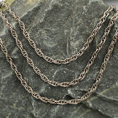 #ad Sterling Silver 925 Three Strand Layer Rope Chain Link Necklace $90.00