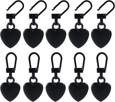 #ad 10Pcs Zipper Pull Detachable Metal Zipper Pull Kit Heart Shaped Zipper Pulls f $8.22