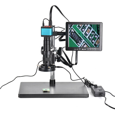 #ad Complete Set Industrial Microscope USB HDMI 14MP 180X Zoom Lens Screen LED Light $367.36