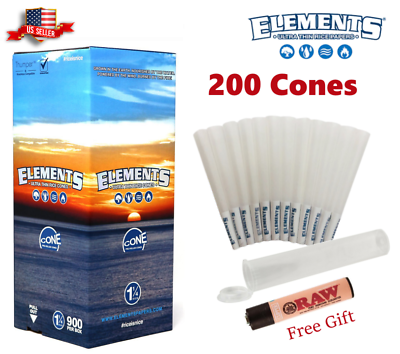 #ad Elements Ultra Thin Rice Cones 1 1 4 Size 200 Pack amp; Free Clipper Lighter $27.99