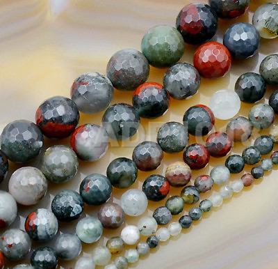 #ad Faceted Natural Bloodstone Jasper Gemstone Round Beads 15.5#x27;#x27; 4mm 6mm 8mm 10mm $4.75