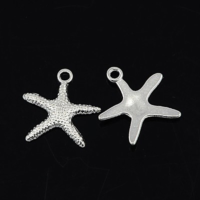 #ad 10 Starfish Charms Pendants Silver Nautical Ocean Charms 20mm $3.59