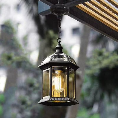 #ad Garden Pendant Light Outdoor Chandelier Lighting Black Ceiling Lights Home Lamp AU $114.94