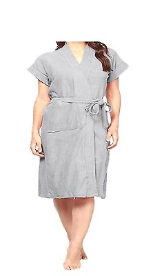 #ad Half Sleeve Soft Terry Towel Cotton Bathrobe Colour Grey For Unisex $34.48