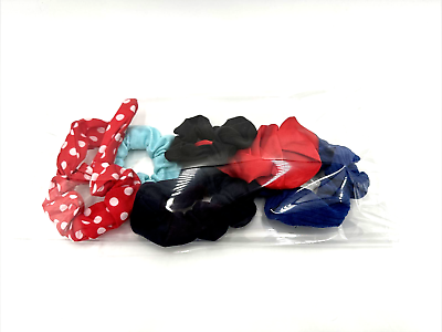 #ad LOT 6 Elastic Scrunchies Black Red amp; White Polka Dot w Bow Blues Quality NWOT $14.99