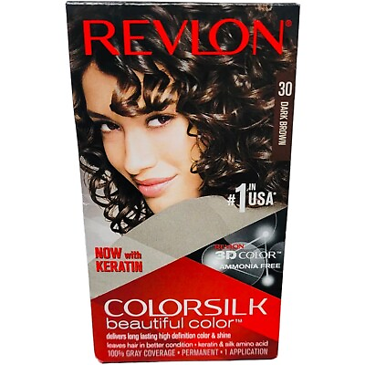 #ad Revlon Colorsilk Beautiful Color #30 Dark Brown With Keratin Ammonia Free NIB $7.99