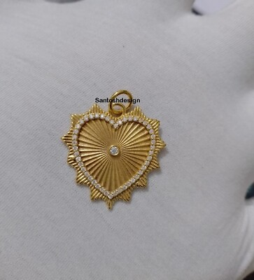 #ad Designer Heart 925 Sterling Silver Diamond Charm PendantHandmade JewelryGift $79.20