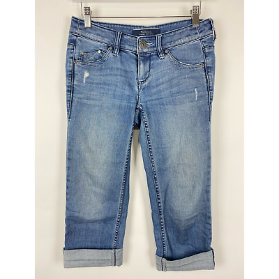 #ad Denim Tommy Bahama Womens Island Straight Leg Capri Jeans Blue Distressed 0 $22.99
