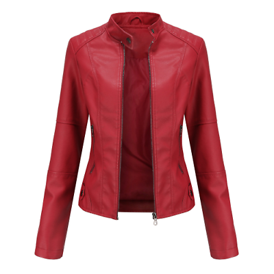 #ad PU Leather Jacket Women Women#x27;s Biker Zipper Jacket Coffee Coat Ladies Outerwear $77.26