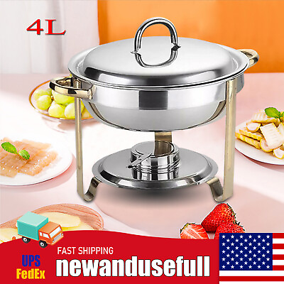 #ad Round Chafing Dish Buffet Chafer Food Warmer Set Stainless Steel4L with Lid $22.81