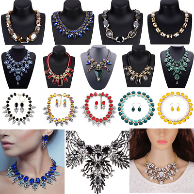 #ad Ladies Fashion Crystal Pendant Choker Chain Statement Chain Bib Necklace Jewelry $11.99