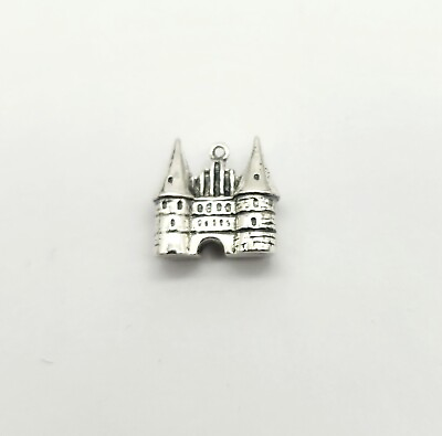 #ad Vintage 800 European Silver Castle Chateau Travel Charm Pendant 8.1g $24.00