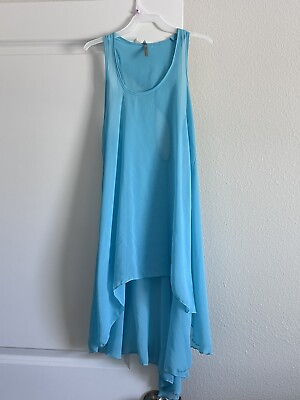 #ad Long See Through Aqua Blue Dress Long Top Size Small $6.99