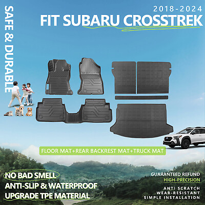 #ad For 2018 2024 Subaru Crosstrek XV Anti Slip Cargo Liners Trunk Mat Backrest Mats $149.99