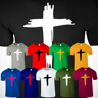 #ad Christianity Jesus Christ Cross Men T Shirt Religious Faith Slogan Gift New Tee $14.99