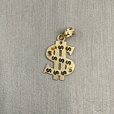 #ad 14K Gold Yellow Dollar Sign Pendant For Necklace or Chain $117.26