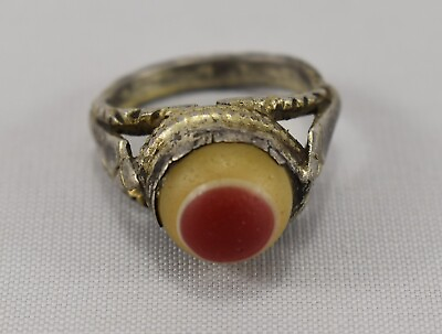#ad Antique Traditional Tribal Agate Silver Ring $170.00