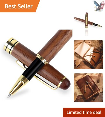 #ad Handcrafted Walnut Wood Ballpoint Pen Fine Point Writing Set with Gift Box $25.99