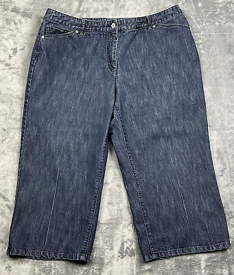 #ad Covington Capri Cropped Jeans Womens 16 Blue Denim High Rise Signature Fit $12.99