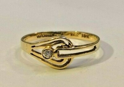 #ad Antique Vintage Diamond Ring 750 Yellow Gold 18 Carat 18k Size US 6 UK M 1.40g GBP 200.00