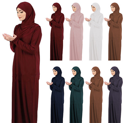 #ad One Piece Muslim Women Prayer Dress Islamic Hijab Abaya Khimar Arab Robe Ramadan $41.75