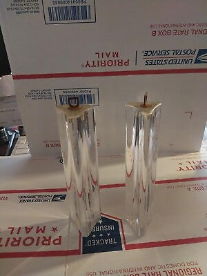 #ad #ad SET OF 2 VINTAGE MURANO VENINI CRYSTAL GLASS CHANDELIER PRISMS 3 SIDED 6quot; $45.99