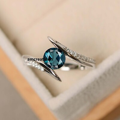 #ad London blue topaz ring women ring silver ring statement ring jewelry. $31.50