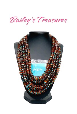#ad Jay King Mine Finds Sterling Amber amp; Turquoise 5 Strand Layered 18 21quot; Necklace $79.95