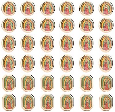 #ad 60pcs Mix Shape Acrylic Our Lady Virgin Mary Beads Miraculous Medal Floral Ro... $20.62