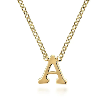 #ad 14K Yellow Gold A Initial Necklace $220.00