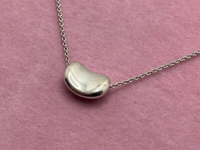 #ad TIFFANY Co. Elsa Peretti Bean Necklace Silver $93.21